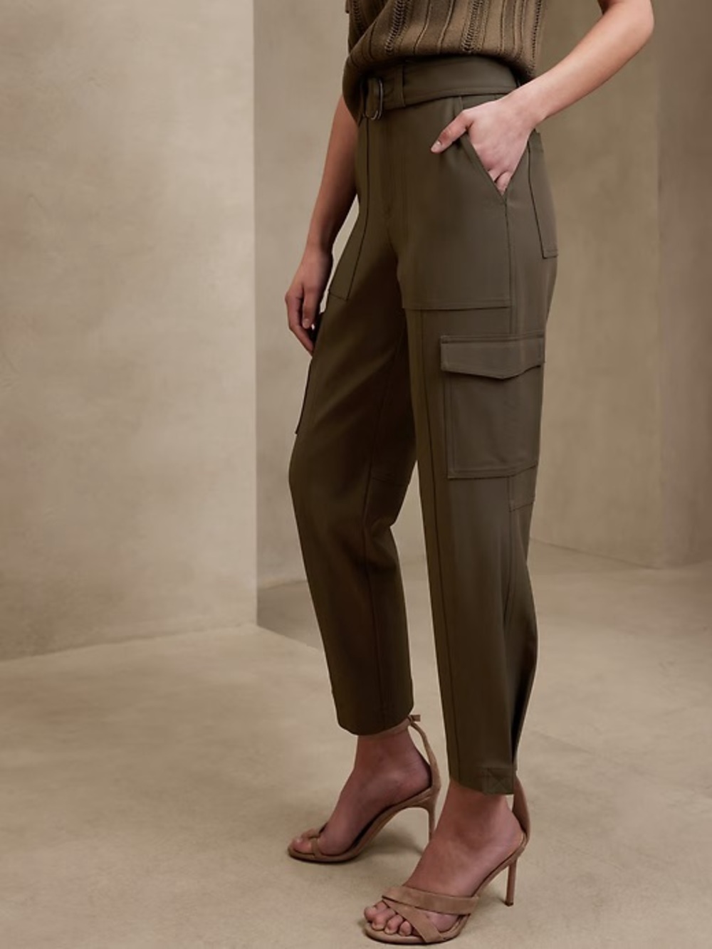Banana Republic Refined Stretch Cargo Pants Women BLACK